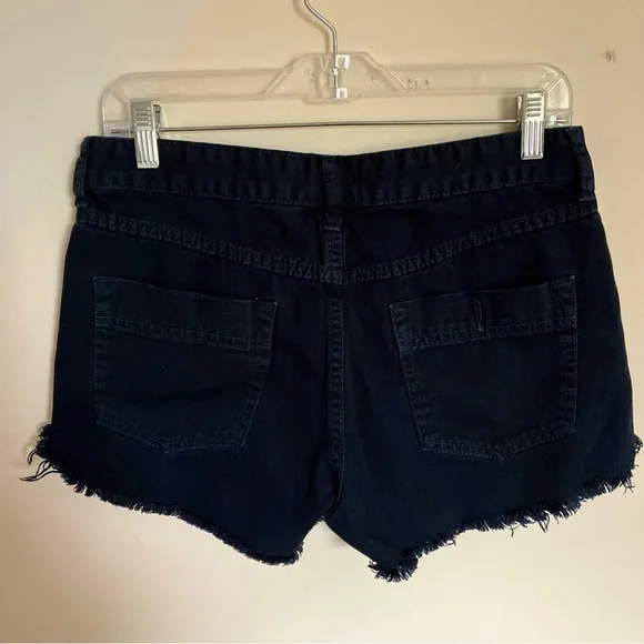 Free People Blue / Black Cut off Denim Jean Shorts size 27 - Picture 2 of 4